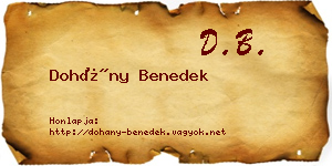 Dohány Benedek névjegykártya